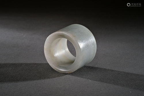 A Carved Hetian Jade Aarchery Ring