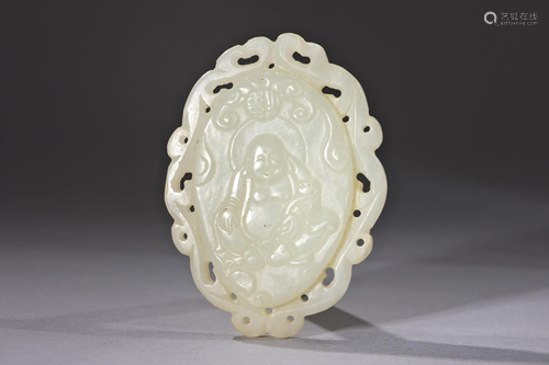 A Carved Hetian Jade Maitreya Pendant