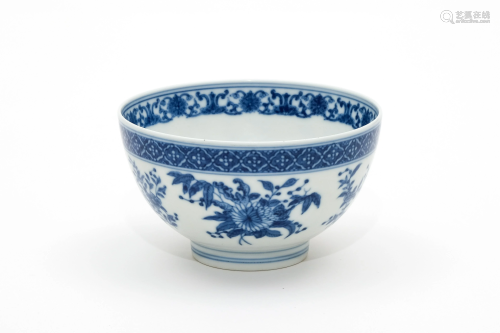 A Blue and White Floral and Fruit Bowl with Guangxu