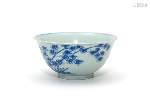 A Blue and White Pine Bamboo and Plum Flowers Bowl with