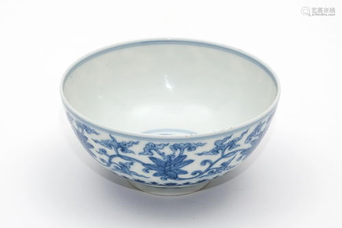 A Blue and White Inter-Locking Branches Bowl with