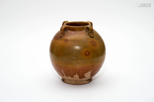 A Brown Glazed Jar with Four Loops