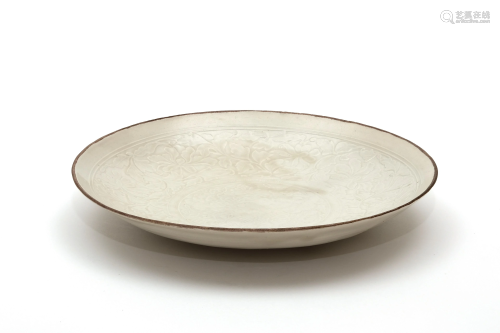A Ding Ware Floral Plate
