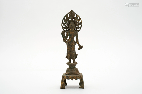 A Gilt Bronze Buddha Figure on Stand