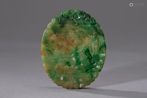 A Carved Jadeite Figural Pendant