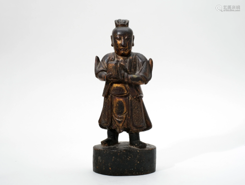 A Carved Wooden Heaven Guardian Figure