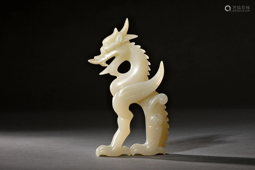 A Carved Hetian Jade Dragon Figure