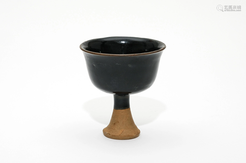 A Black Glazed High Stem Cup