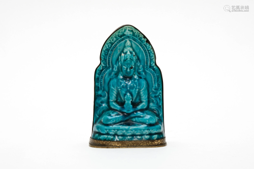 A Malachite Glazed Amitabha Figure