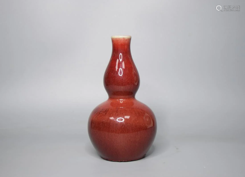 CHINESE PORCELAIN RED GLAZE DOUBLE GOURD VASE LATE …