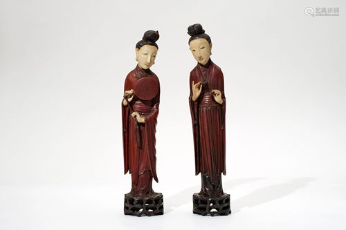 A Pair of Carved Boxwood Figures