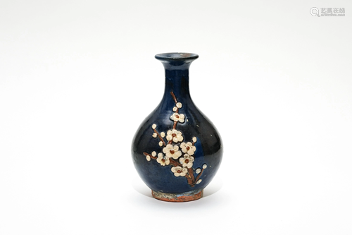 A Blue Glazed Floral Yuhuchun Vase