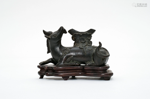 A Bronze Rhinoceros Mirror Stand