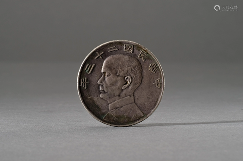 A 1934 Chinese Republic Period Junk Silver Dollar Coin