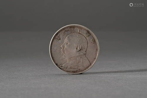 A 1914 China Republic Period Yuan Silver Dollar Coin