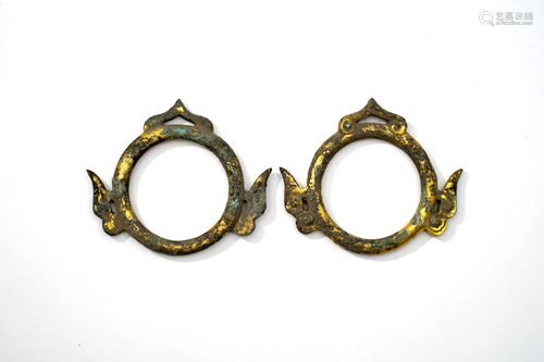 A Pair of Gilt Bronze Accessories for Chariot