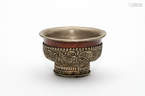 A Tibetan Silver Covered Bowl