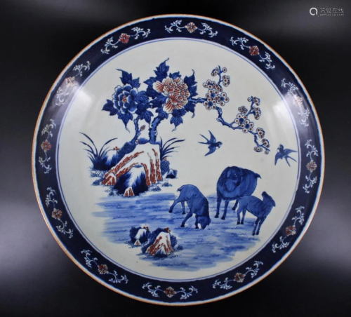 Large Qing Porcelain Blue&White Plate