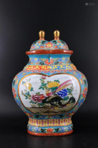 Qing Porcelain Famille Rose Double Vase
