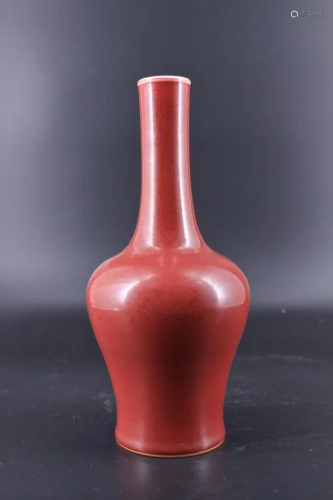 Qing Porcelain Red Glazed Vase