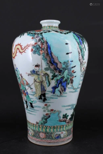 Large Chinese Qing Porcelain WuCai Vase