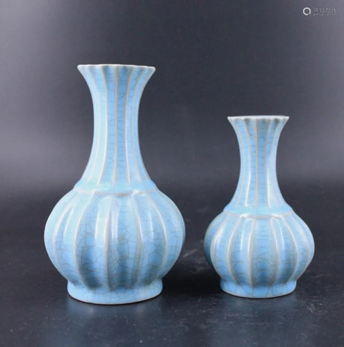 Pair of Song Porcelain Ru Yao Vase