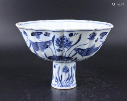 Ming Porcelain Blue&White Handle Cup