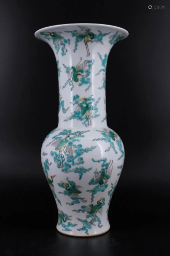 Qing Porcelain Famille Rose Crane Vase