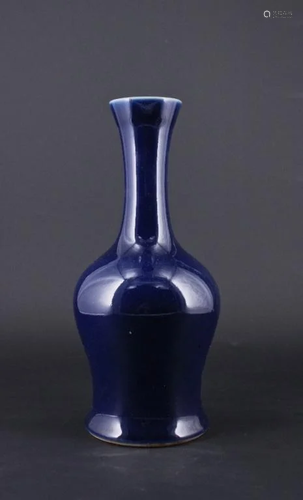 Chinese Qing Porcelain Blue Glazed Vase