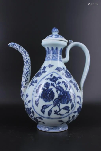 Ming Porcelain Blue&White Floral Teapot with Lid