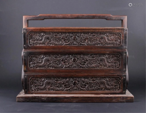 Qing Three-Layer Wooden Box with handle