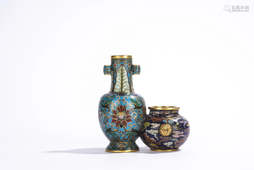 Chinese Cloisonne Enamel Joined Vases