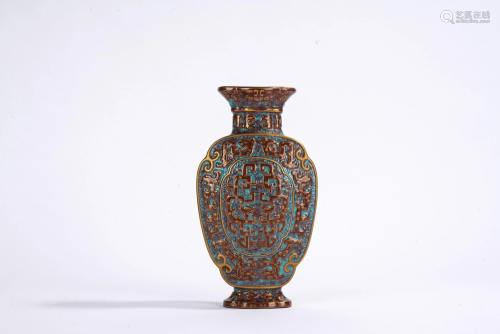Chinese Turquoise Bronze Imitation Glaze Vase