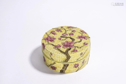 Chinese Famille Rose Plum Blossom Box & Cover