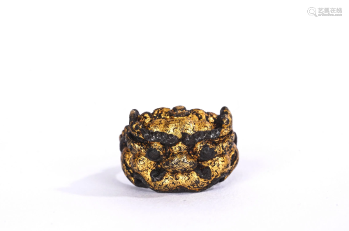 Tibetan Gold Inlaid Iron Ring