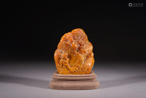 Chinese Soapstone Boulder Carving