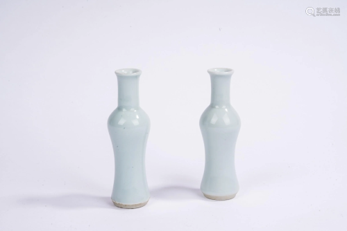 Pair of Chinese Pale Greenish White Glaze Vases