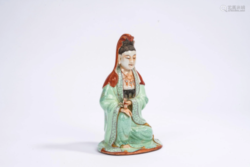 Chinese Famille Rose Guan Yin Seated Figure
