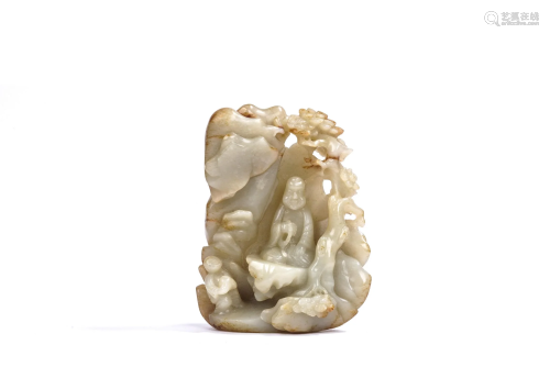 Chinese Jade Carving of Arhat in the Grotto