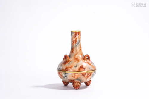 Chinese Famille Rose 'Stone Imitation’ Glaze Vase