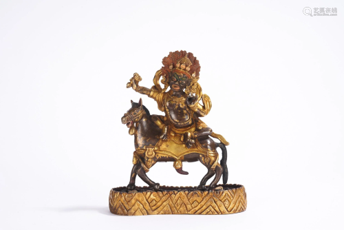 Tibetan Gilt Bronze Figure of Palden Lhamo