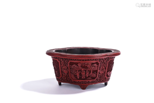 Chinese Cinnabar Lacquer Flower Planter