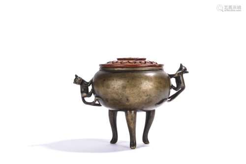 Chinese Bronze Tripod Incense Burner