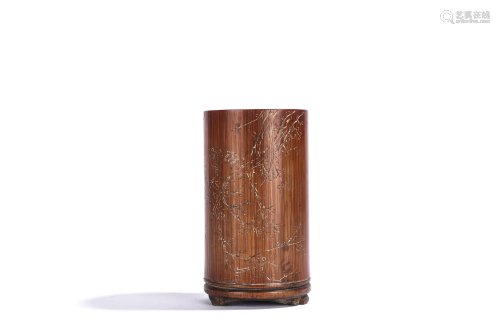 Chinese Bamboo Cylindrical Brushpot