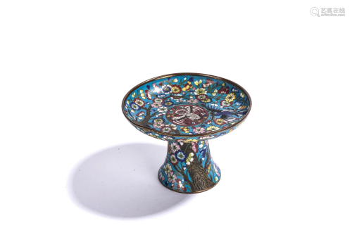 Chinese Cloisonne Enamel Stem Dish