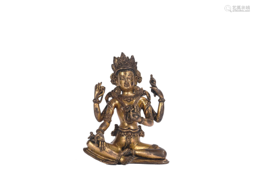 A Tibetan Gilt Bronze Figure of Bodhisattva
