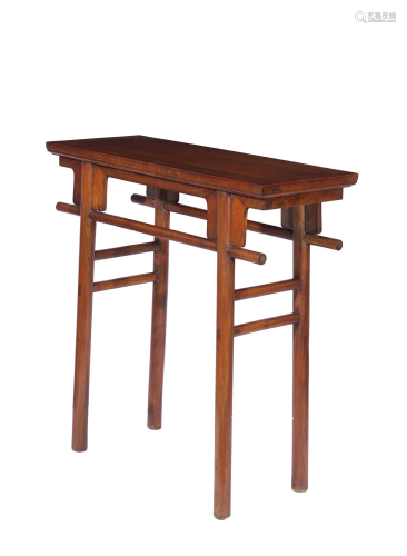 Chinese Rare Huanghuali Recess Leg Side Table