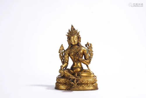 Chinese Gilt Bronze Figure of Tara