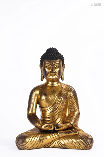 A Large Gilt Bronze Figure of Amitabha