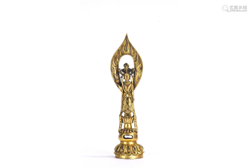 Chinese Gilt Bronze Figure of Standing Bodhisattva